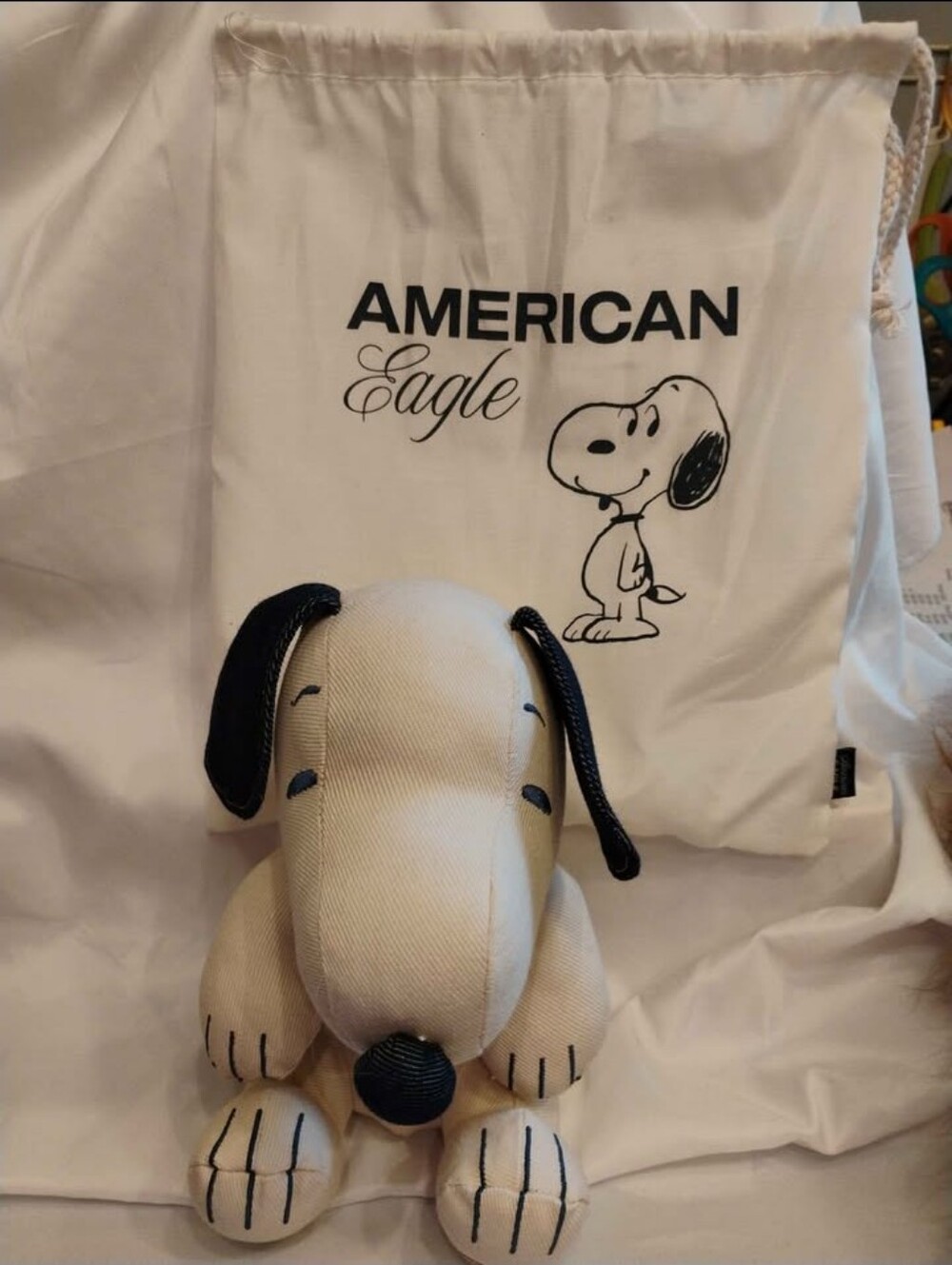 American Eagle Peanuts Snoopy Denim Plush with Bag